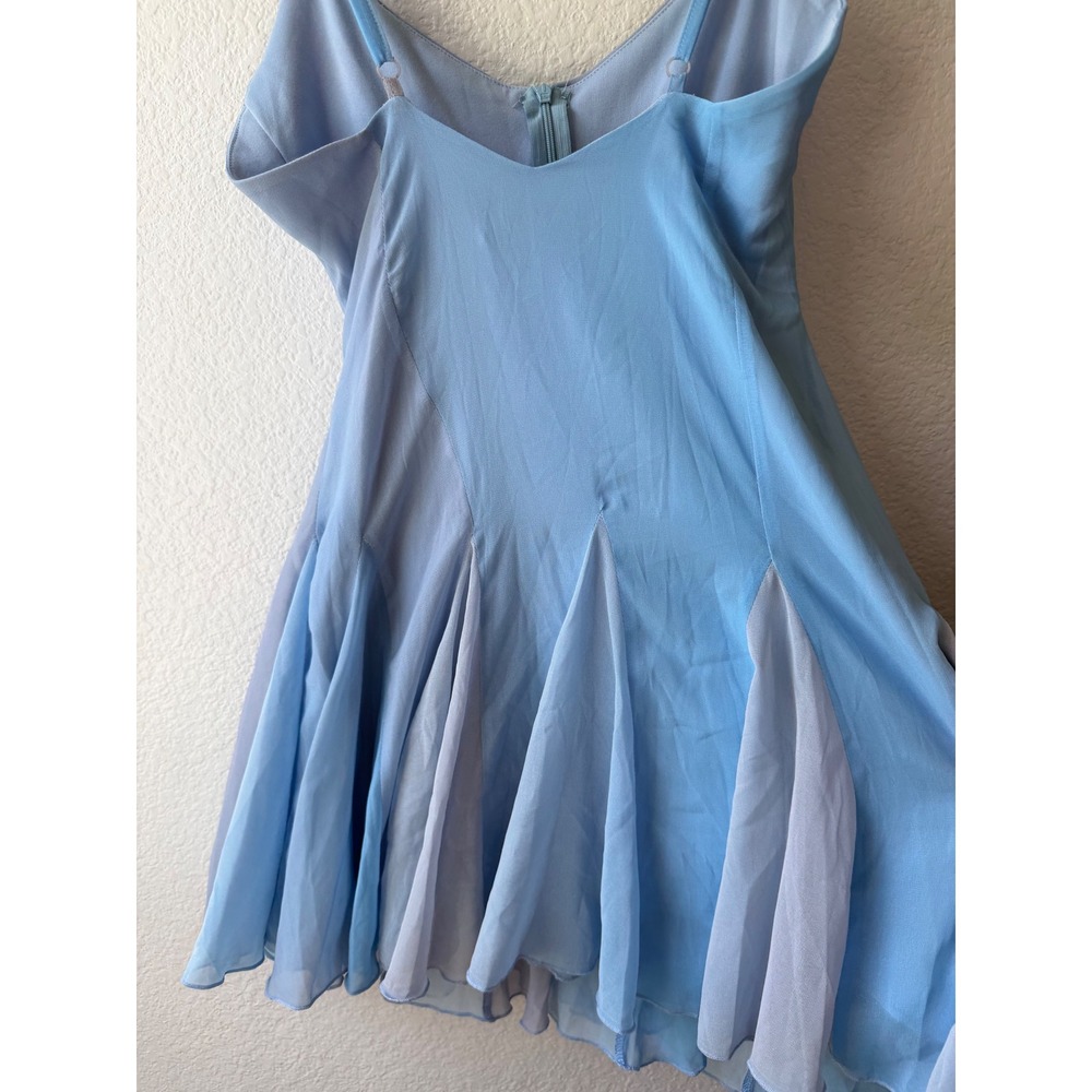 OW Collection Blue Colorblock Chiffon Mini Dress NWT Fairycore Coquette Flawed - Picture 9 of 10